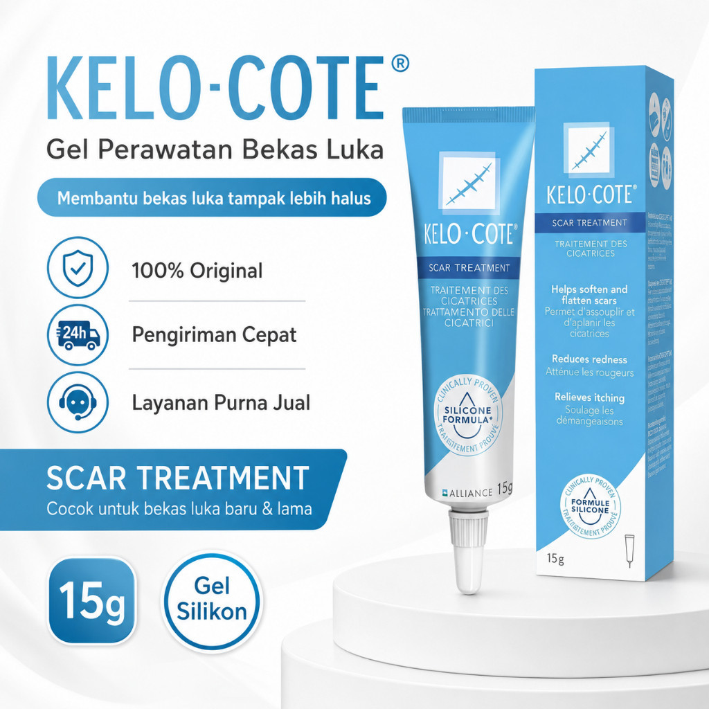 Kelo Cote Scar Gel 15g Original BPOM Silikon Medis untuk Bekas Luka Keloid