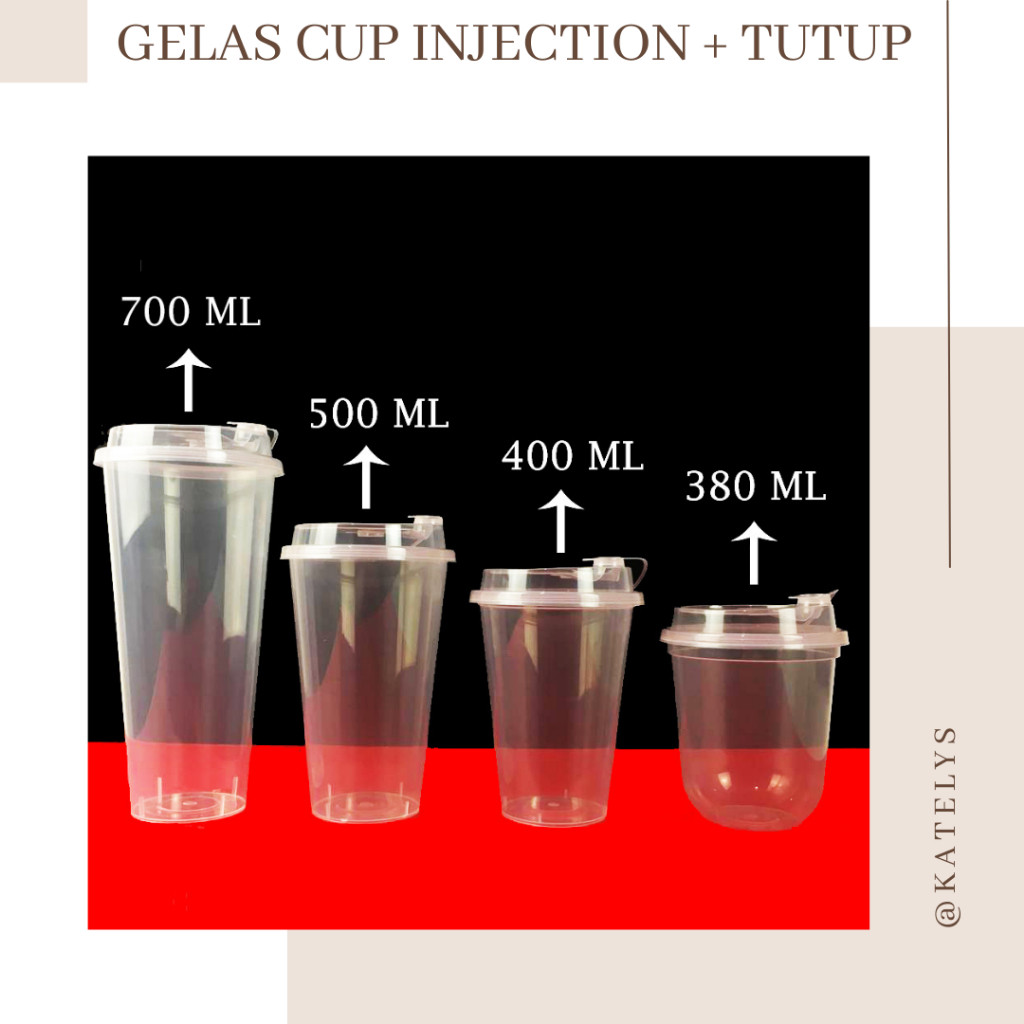 Gelas Cup Injection Dengan Tutup Tebal | Gelas Minum Sekali Pakai | Cup PP Injection