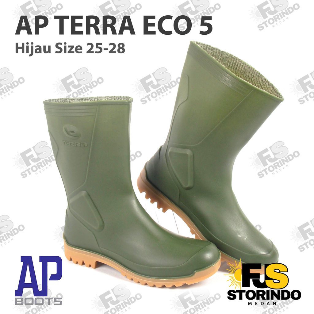 Sepatu boot Pendek AP Boots AP TERRA ECO 5 HIJAU kebun Anti Slip Lentur Lokal Karet Medan, Aceh, Pad
