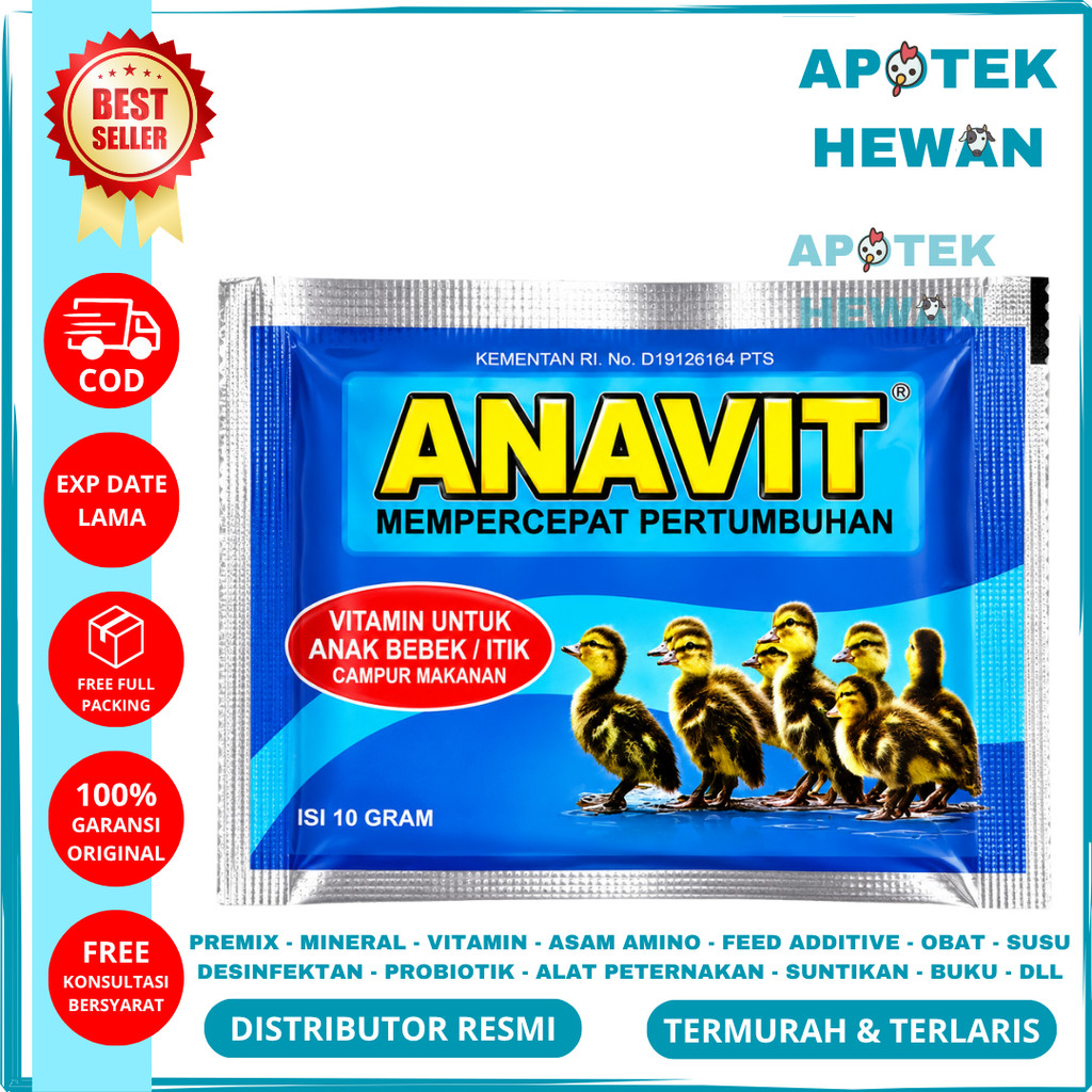 ANAVIT 10 GRAM EKA FARMA - Vitamin Anak Bebek Itik Mempercepat Pertumbuhan - Vitamin DOD Anak Bebek