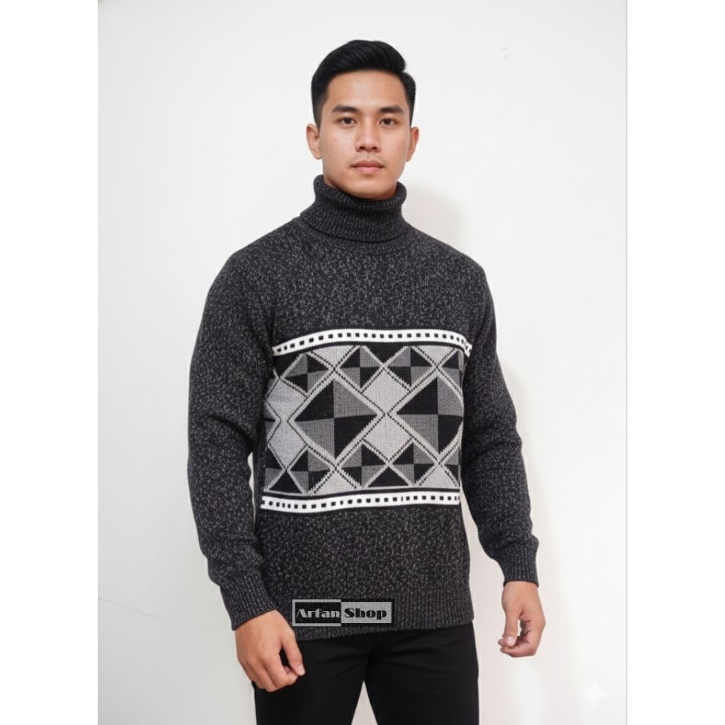 Sweater Rajut Turtleneck Tebal Premium Baju Hangat Leher Tinggi Switer Knit Pria Wanita