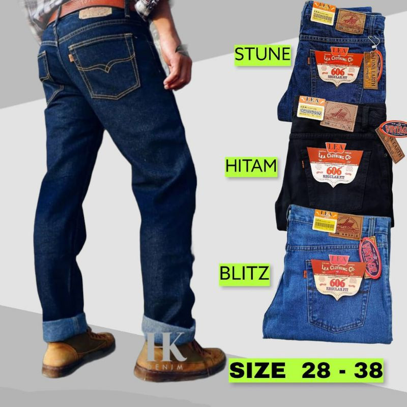 Celana Jeans Pria Lea 606 Celana Panjang Pria Standar Reguler Basic Original Denim Hight Quality