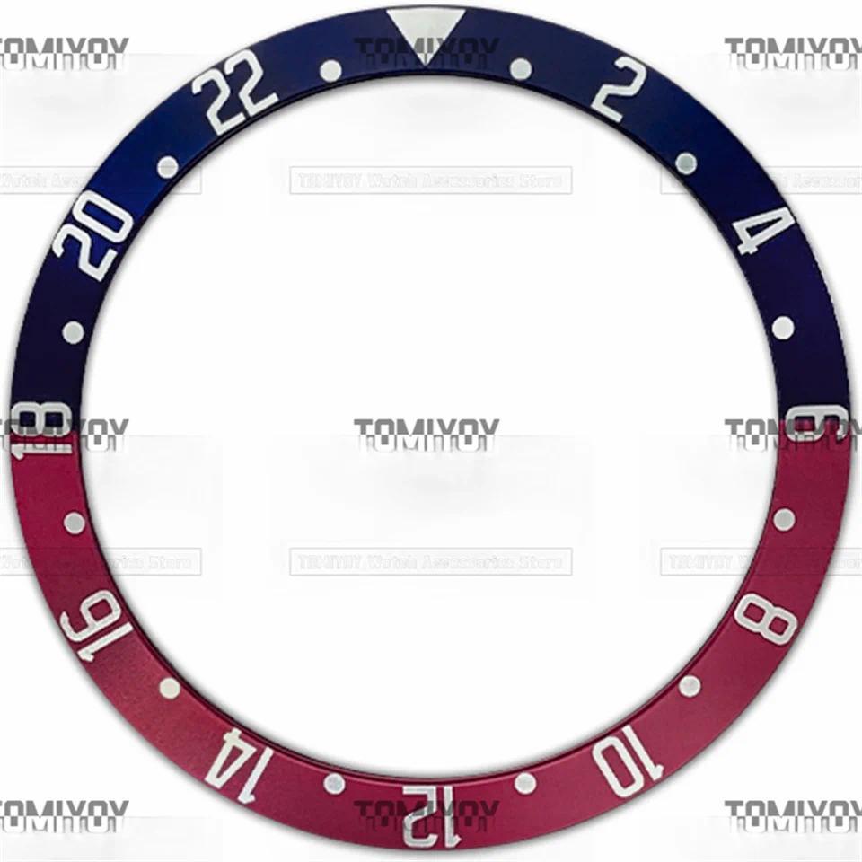 37.2MM×31.4MM Blue Red Aluminium Slanted Bezel Insert Fit for TUDOR Men's Mechanical Watch