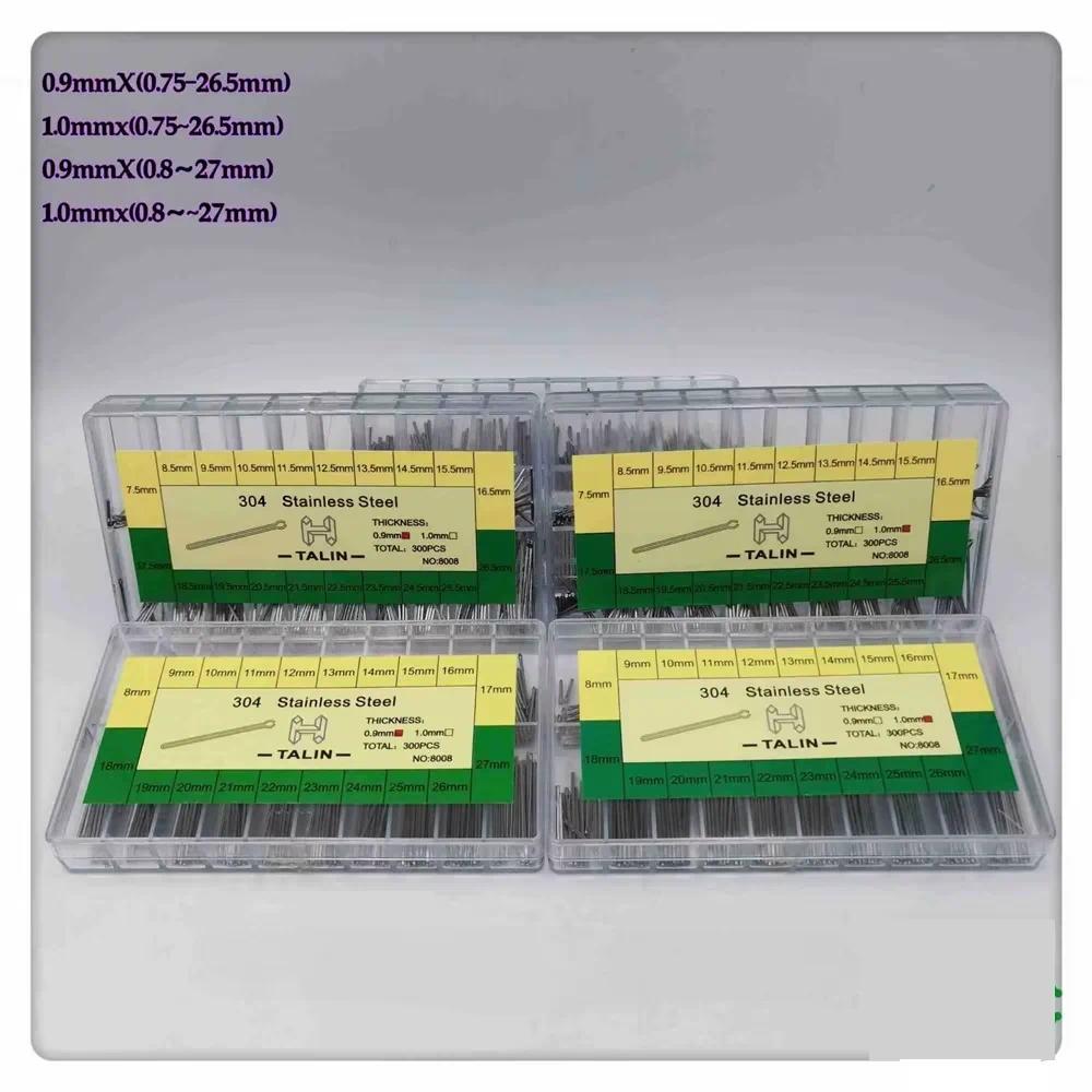 300pcs Watch Band Split P With Box 0.8/0.9/1.0/1.2mm Stainless Steel Watch Bracelet Strap Link P Wat
