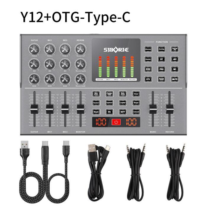 Siborie Free OTG Y12 soundcard +OTG-IPhone/Type C Kabel Konversi 100% asli dan asli - Y12+OTG-type C