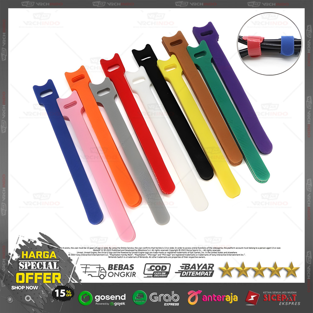 Strap Velcro / Tali Velcro / Cable Tie Velcro Hook & Loop Pengikat Kabel Serbaguna HIgh Quality 
