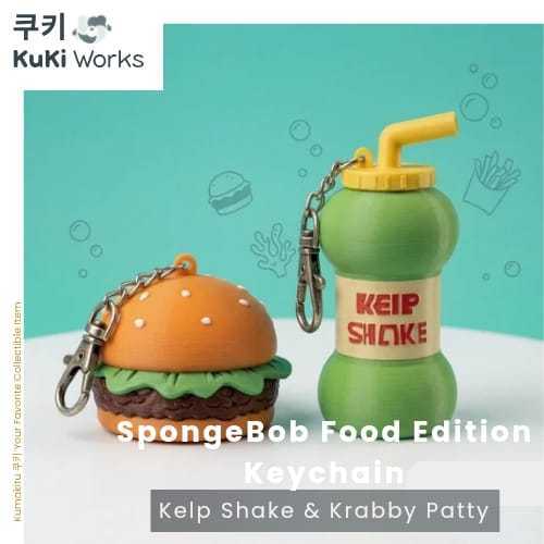 Gantungan Kunci SpongeBob Food Krabby Patty Kelp Shake Cute Keychain Aksesoris Gantungan Tas Motor U