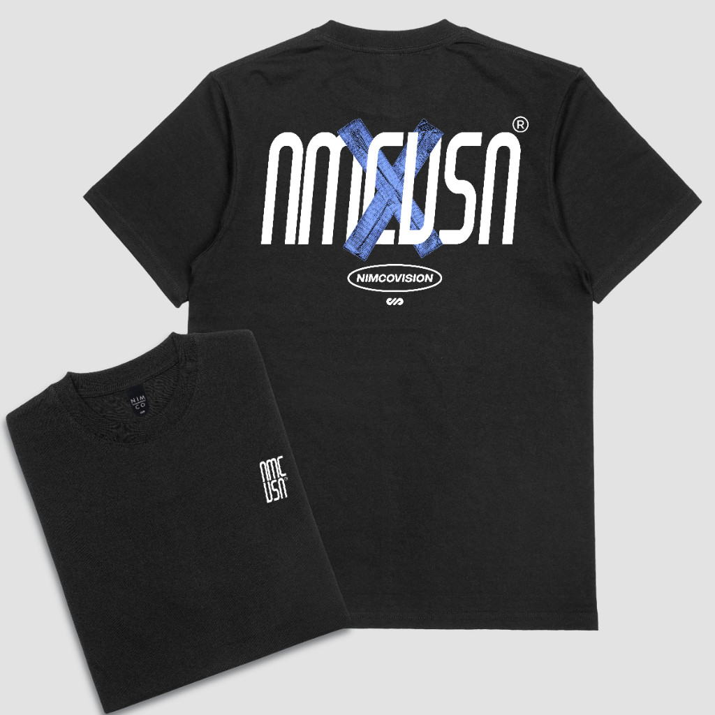 Kaos Nimco Vision 00014 N1 Hitam Blue Navi Tshirt - Kaos pria distro original 100%