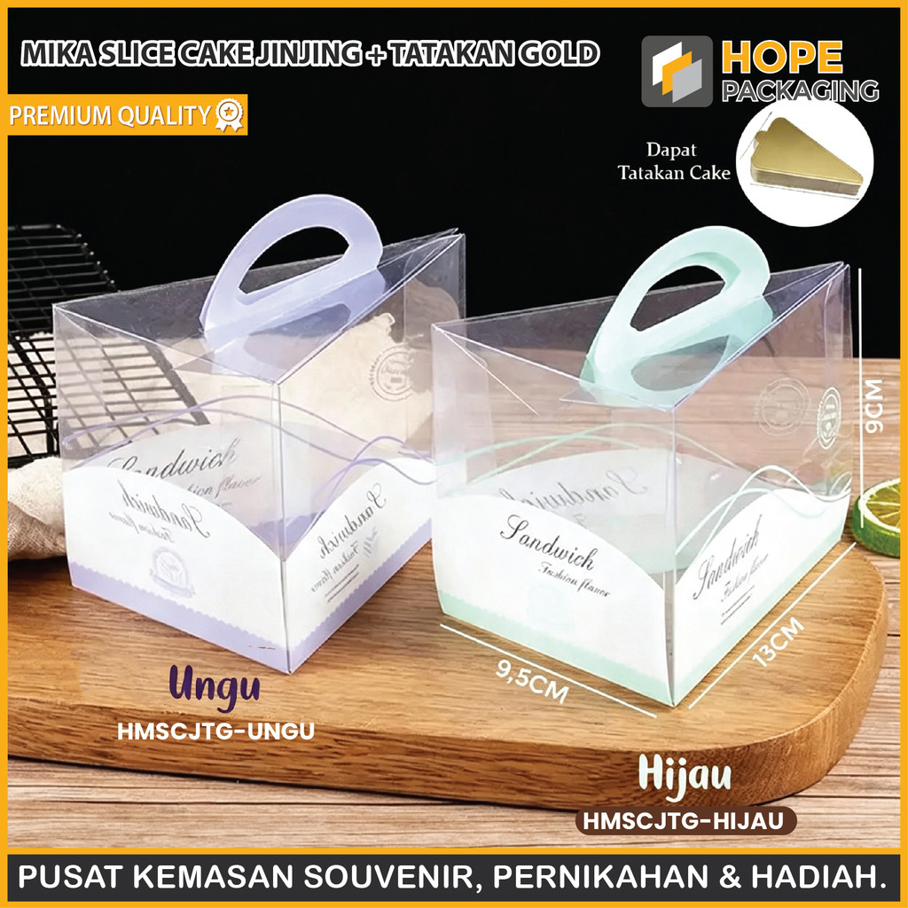HOPE [5 Pcs] Mika Slice Cake Jinjing + Tatakan Gold/ Mika Kue Segitiga/ Mika Kue Tart/ Mika Kue Poto