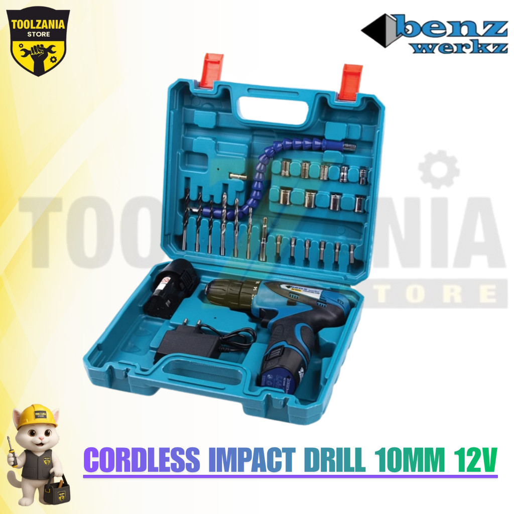 Benz Werkz Bor Baterai Cordless Drill BZ8004 - Bor Tangan Baterai 12V Benz BZ-8004