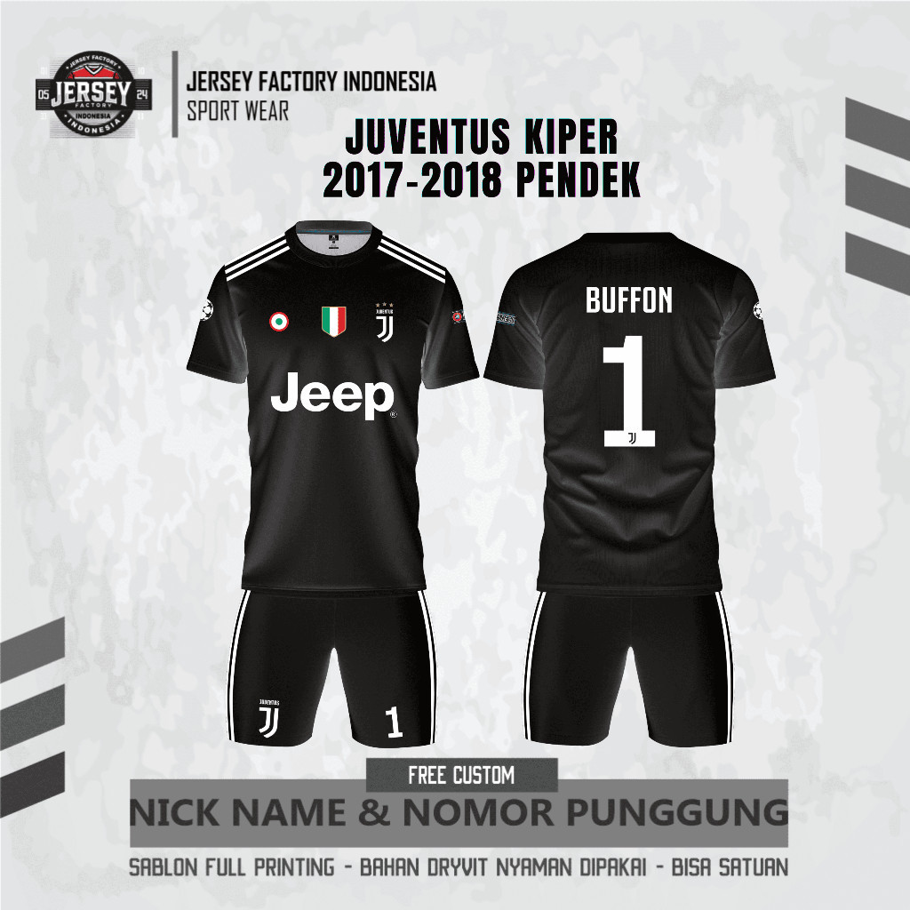 JERSEY TERBARU JUVENTUS KIPER 2017-2018 PENDEK FREE CUSTOM UNTUK DEWASA DAN ANAK ANAK