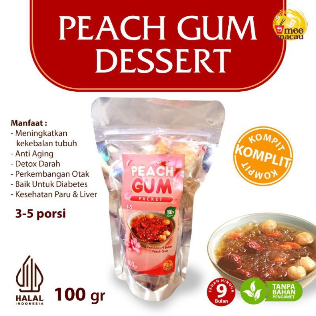 Peach Gum Paket / PEACHGUM Dessert Premium Super Lengkap Tao Jiao Minuman Collagen HALAL 100 Gram 3-
