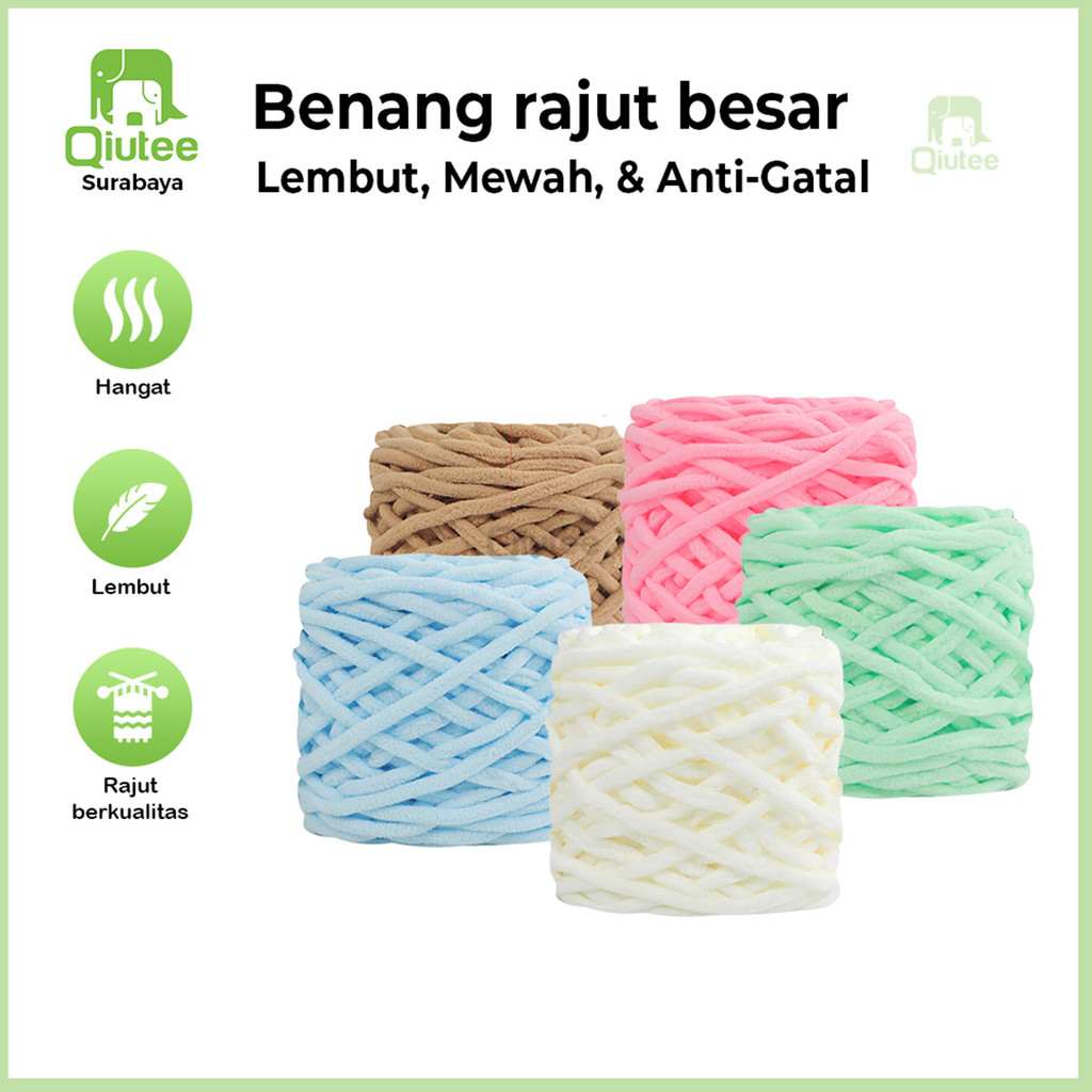 Benang Rajut Chenille / Chenille Yarn / Benang Rajut Handuk Import 1 Ply Benang Rajut Chenille Chunk