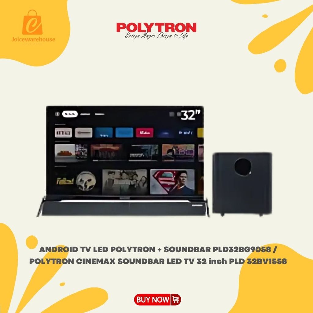 ANDROID TV LED POLYTRON + SOUNDBAR PLD32BG9058 / POLYTRON CINEMAX SOUNDBAR LED TV 32 inch PLD 32BV15
