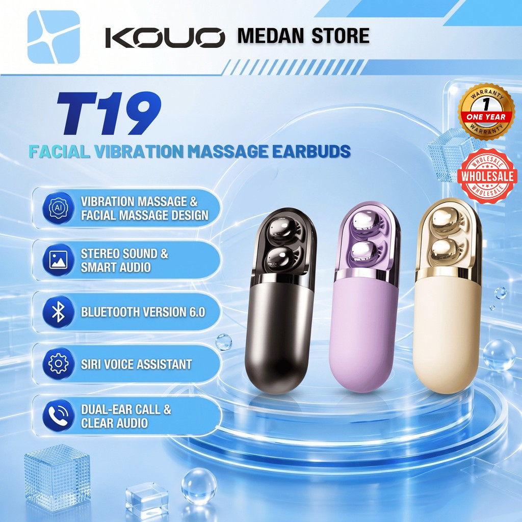 KOUO MEDAN T19 TWS Facial Vibration Massage Headset Bluetooth 6.0 Earphone Wireless Earbuds Mini Sle