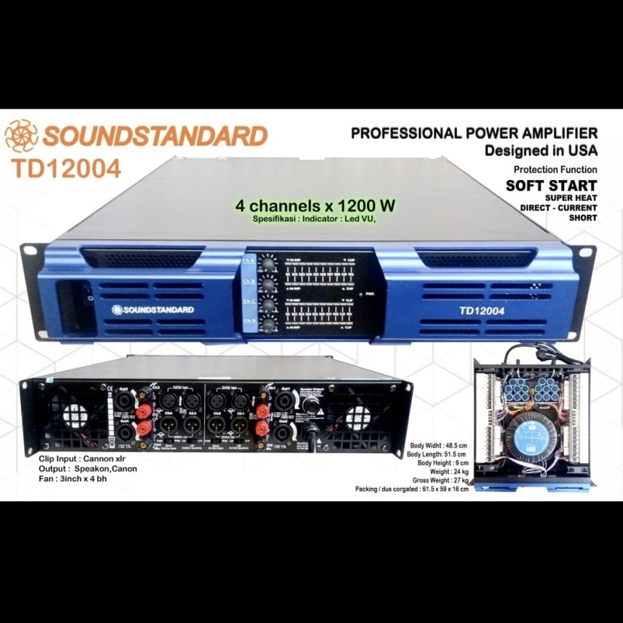 POWER AMPLIFIER SOUNDSTANDARD TD12004 TD 12004 4CH