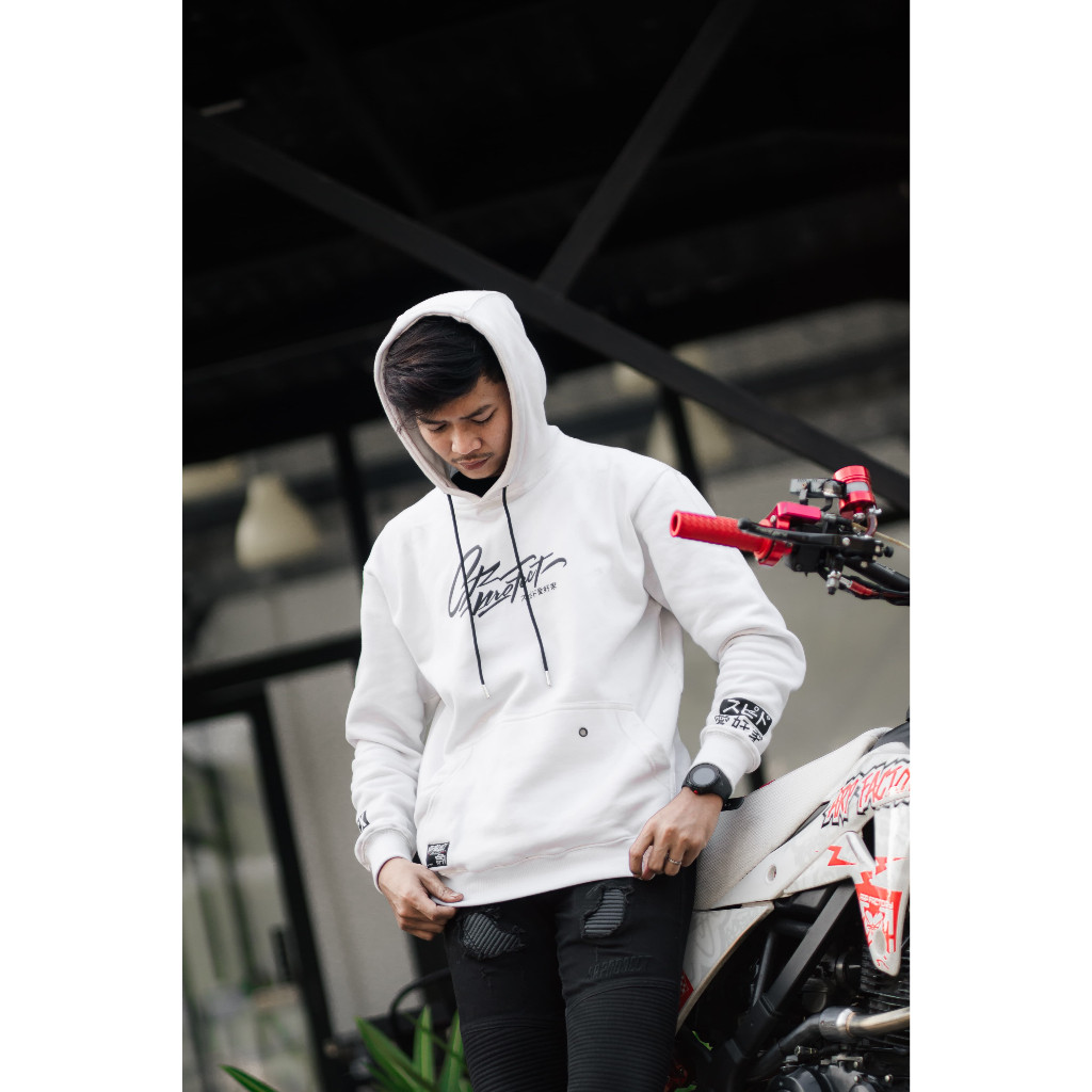Hoodie SR-PROJECT speed enthusiast Japan art White edition