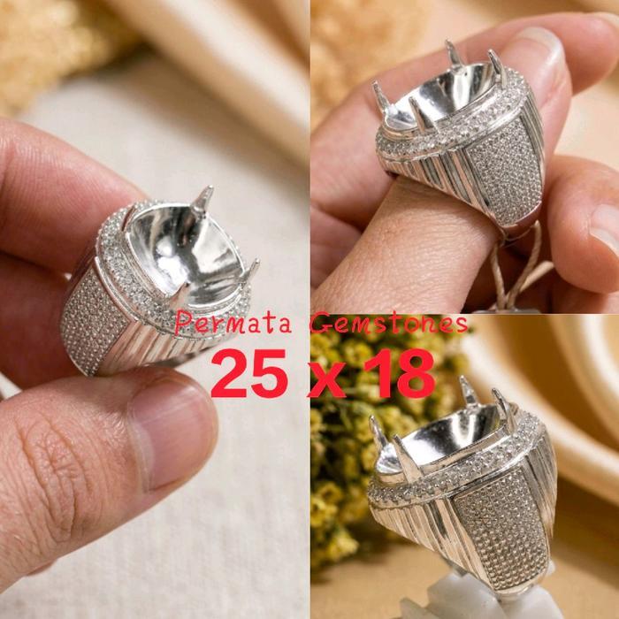 Ring/Emban Alpaka Mewah Jumbo Oval 25 x 18 mm - 7