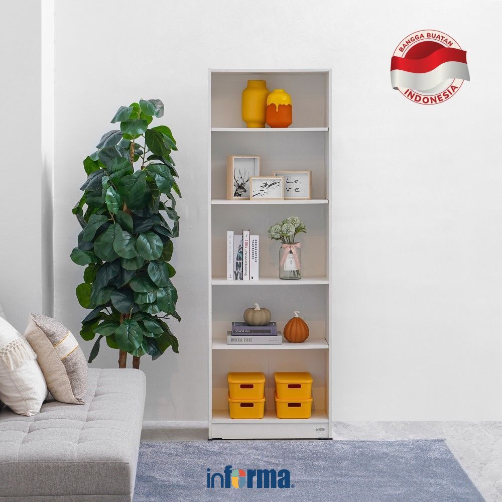 Informa Paulson Rak Buku 5 Tingkat - Putih Bookshelf Susun Rak Bacaan Shelf Buku Lemari Buku