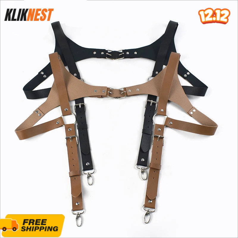 Suspender Pria Kulit Pu Leather Suspender Suspender Kulit Pu Suspender Backpack Bretel Suspender