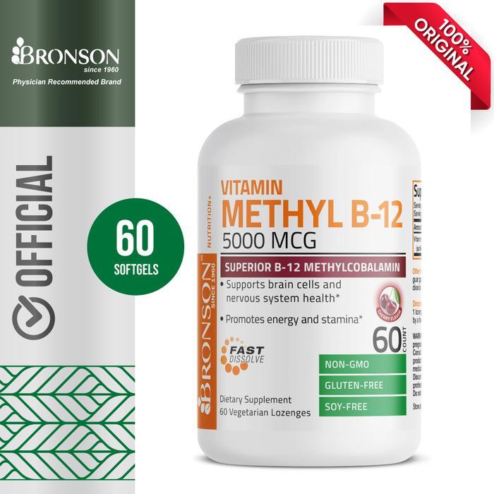 Methyl B12 5000 mcg Vitamin B12 Methylcobalamin Lozenges + Super B Vit