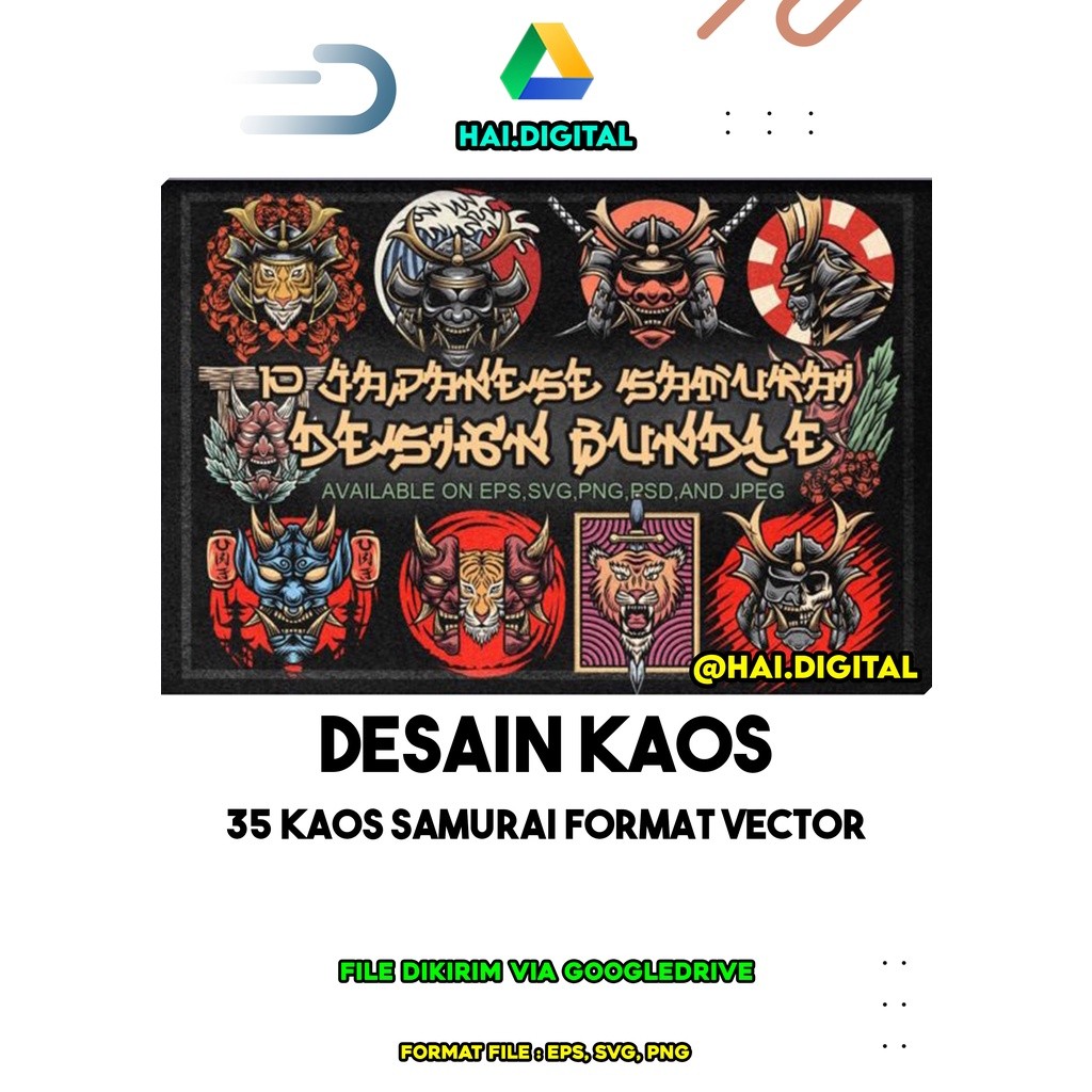 35 Desain Kaos Samurai Format Vector