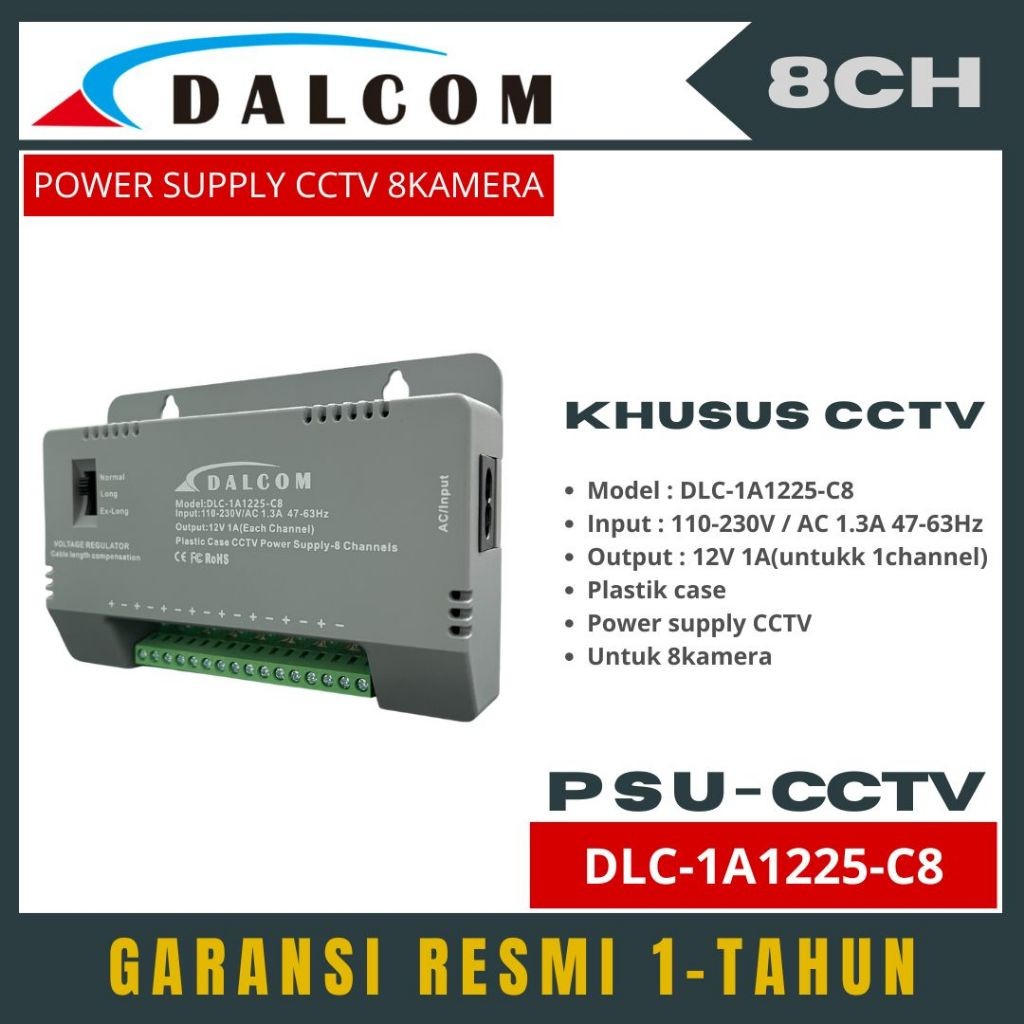 POWER SUPPLY CCTV DALCOM 8 CHANNEL PSU