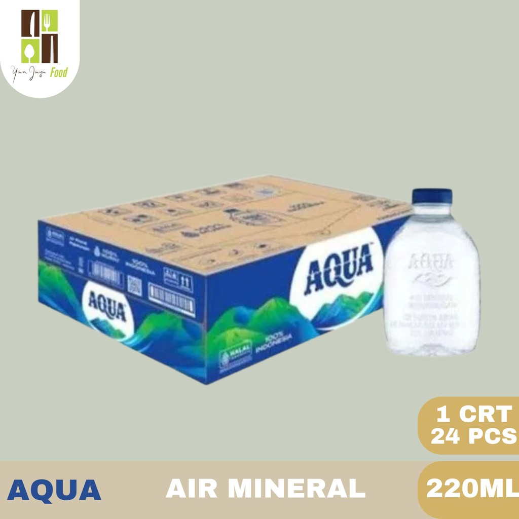 Aqua Air Mineral Botol Mini 220ml /1crt / 24 pcs / Aqua Kemasan Botol Mini