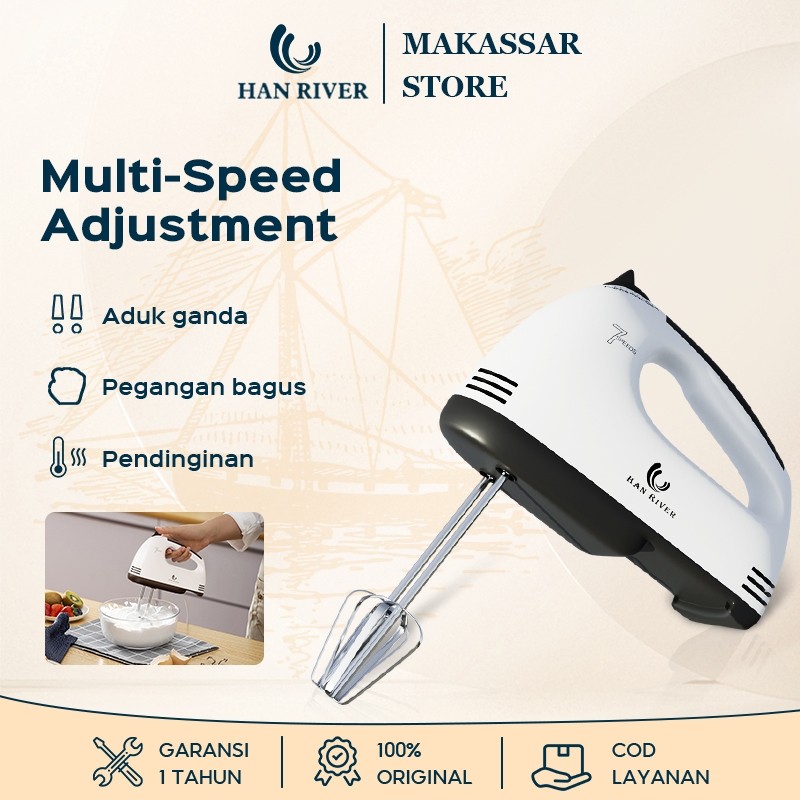 【Pengiriman dari Makassar】HAN RIVER Mixer Elektrik Hand Mixer