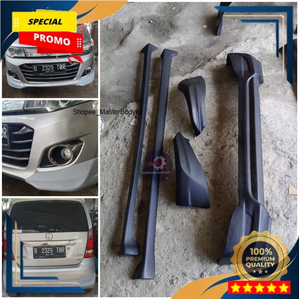(Ready Stok) bodykit mobil karimun wagon r laku mentah body kit yo kuat-ringan-lentur (Poksi hitam d