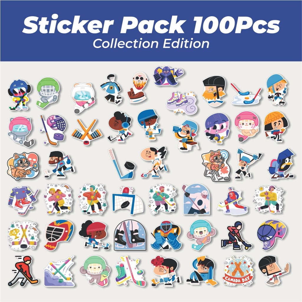 Hot Stiker Hockey Animasi Lucu Anti Air Stikers Berperekat Waterproof Sticker Decal Buat Motor Helm 