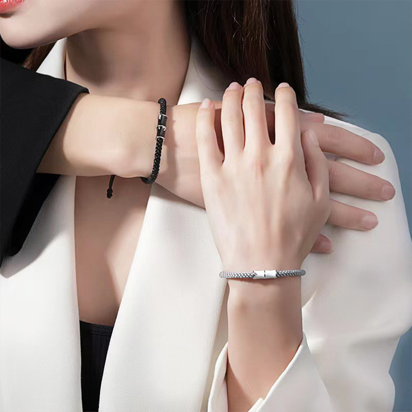 1 Pair Gelang couple Pasangan Bambu Enamel Process Pasangan Gelang Couple Pasangan Hitam Putih