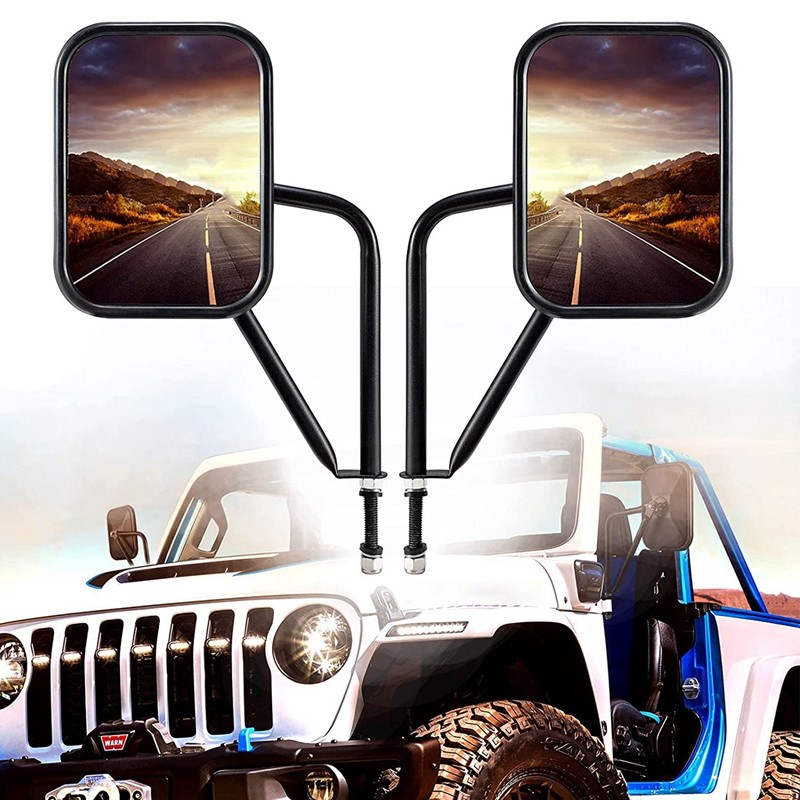 Doors Off Mirrors for Jeep Wrangler CJ YJ TJ JK JL & Unlimited, Wider Rearview Mirrors Square Door S