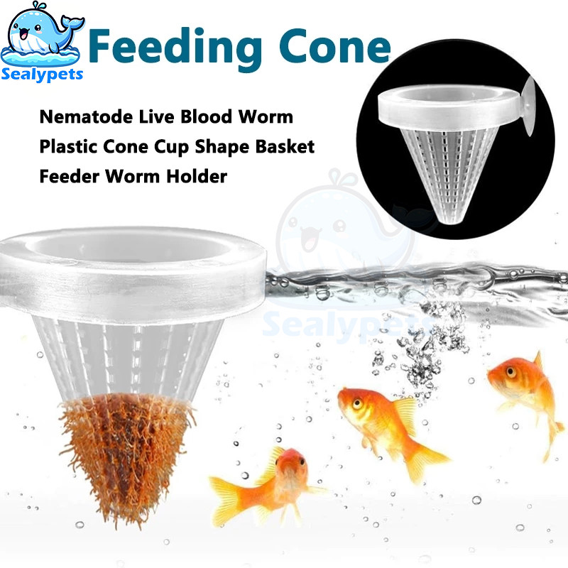 Pengumpan Kerucut Akuarium Superworms Pengumpan Hidup Tempat Gelas Cacing Darah dengan Cangkir Hisap