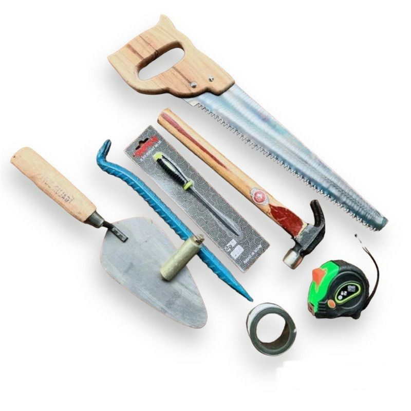 Set Alat Pertukangan Premium 8pcs – Gergaji Kayu Baja Asli & Kikir Multifungsi