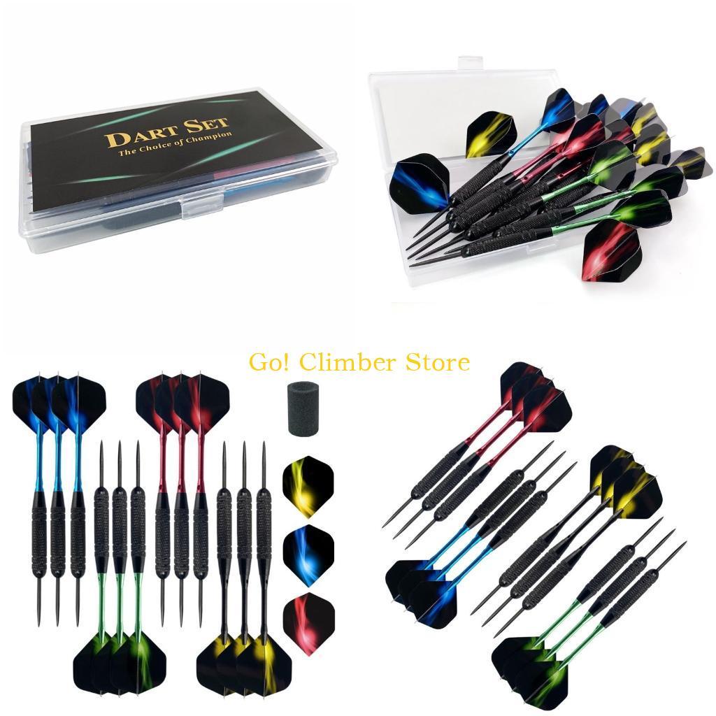 Q84C 12x Professional Darts Steel Tips Aluminum Shafts PET Flight for Dartboard Game