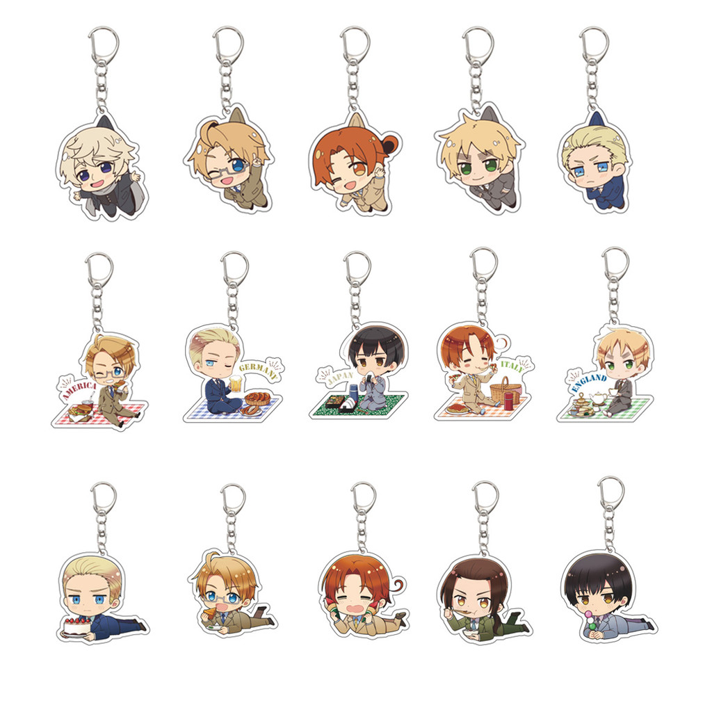 55MM Anime Hetalia World Stars Keychain Feliciano Vargas/Ludwig/Kiku Honda Key Chain Acrylic Model P