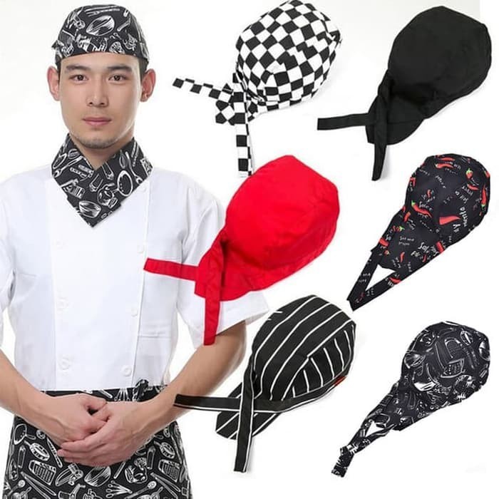 Topi Chef Jepang Topi Kitchen Hitam Topi Koki Chef Universal Topi Masak Topi Pirate Chef
