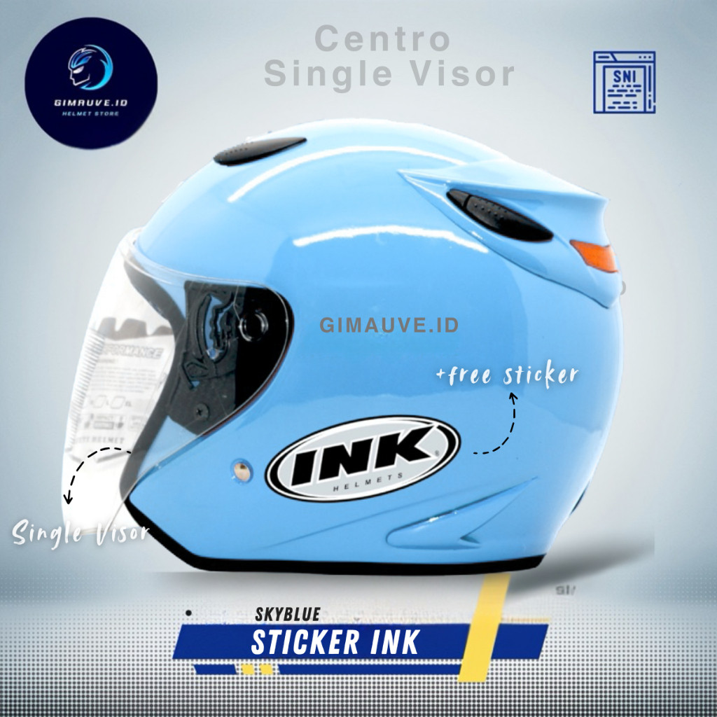 OTOMAX Helm Half Face Centro Sticker INK Single Visor SNI Pria Wanita Dewasa Helmet Helem Sporty Mur