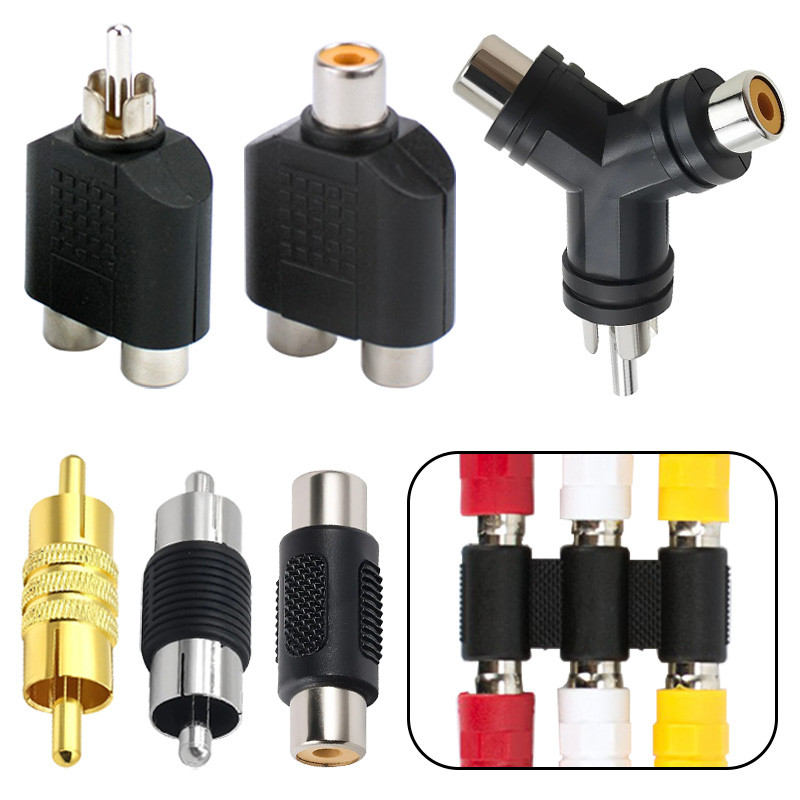 5Pcs RCA Lotus Male Plug RCA Lotus Female Jack Socket 3 Female 3Way Adapter RCA Auo Connector for Au