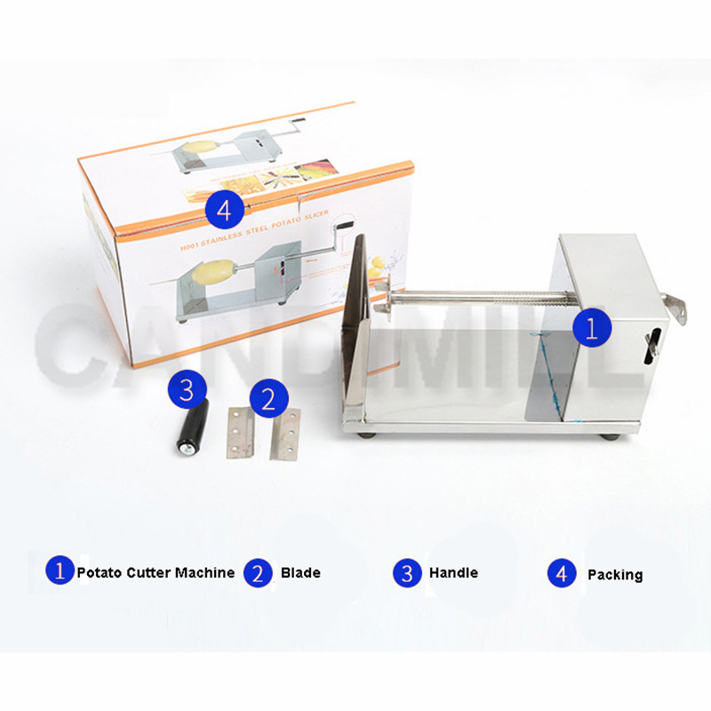 CANDIMILL Tornado Potato Cutter Spiral Cutting Machine Stainless Steel Twisted Potato Slicer Manual 