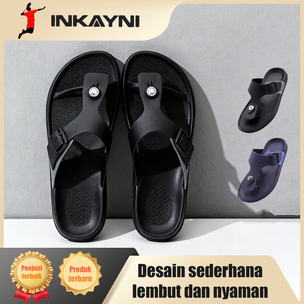 Inkayni sandal jepit pria anti slip dan anti licin sepatu sandal pria slop full karet sandal jepit p