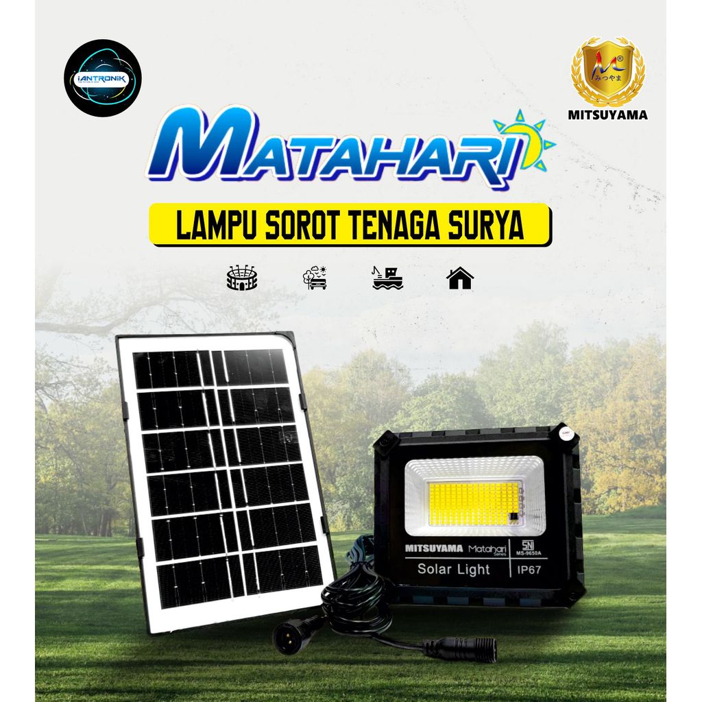 Lampu Sorot Solar Mitsuyama MS-9650A / MS-96250A – Floodlight Tenaga Surya Seri Matahari