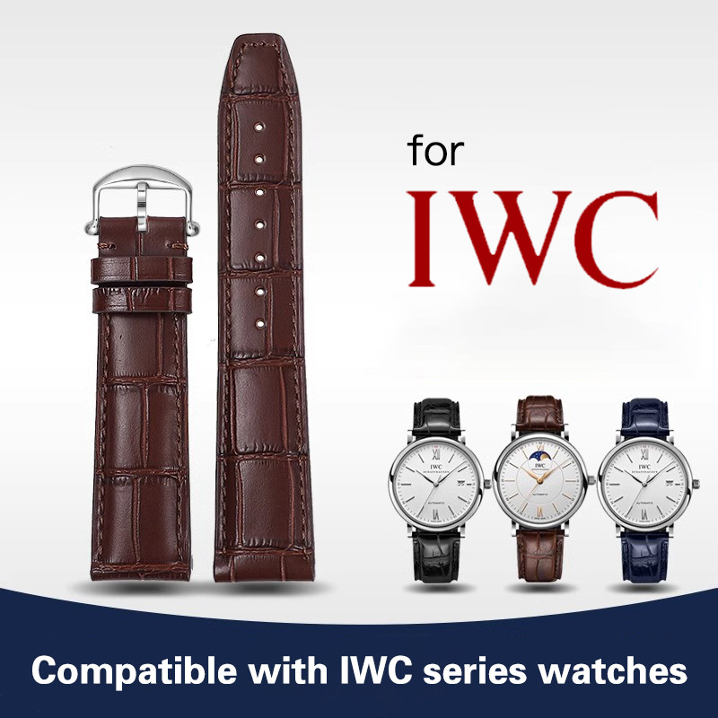 Genuine Leather Wat- Strap for IWC  Pilot Portuguese Portofino Cowhide Wat- band Belt 20mm  22mm Bra