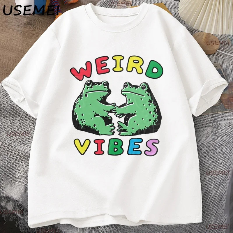 Mode Kaos Katak Cottagecore Lucu Kaos Katak Getaran Aneh untuk Pria dan Wanita Kaos Retro Y2k Weirdc