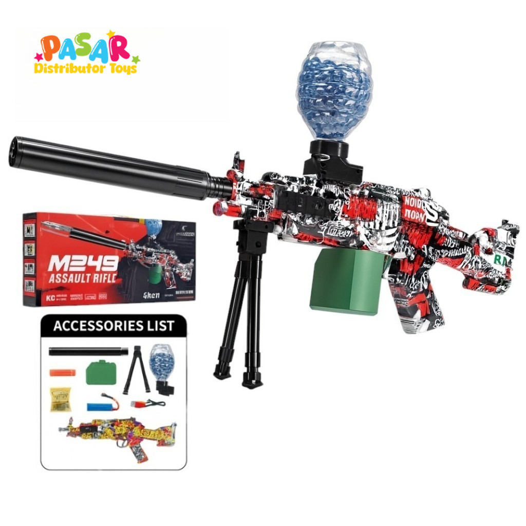 Junior Mainan Anak Wh09(1-4) M249 Electric High Jm20036-Ms Mainan Tembakan Elektrik Water Bubble