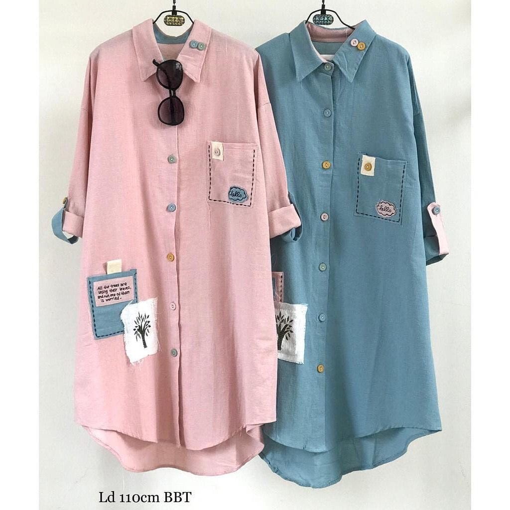 Hello Tunik Wanita Muslim Matt Linen Katun Premium Fashion Remaja Terlaris