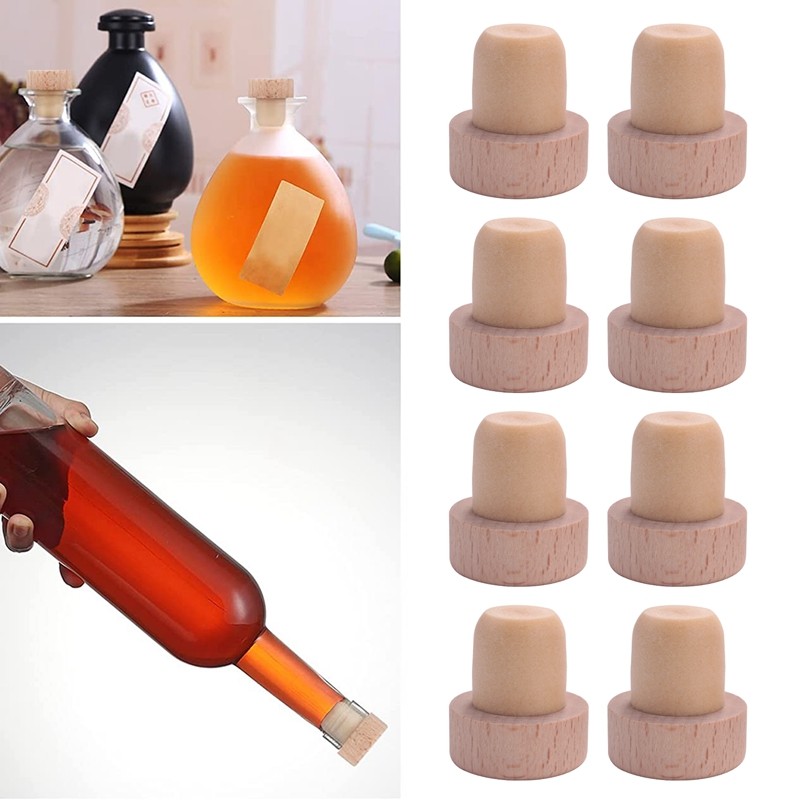 24Pc Wine Bottle Corks T Shaped Cork Plugs For Wine Cork Wine Stopper Reusable Wine Corks Wooden And
