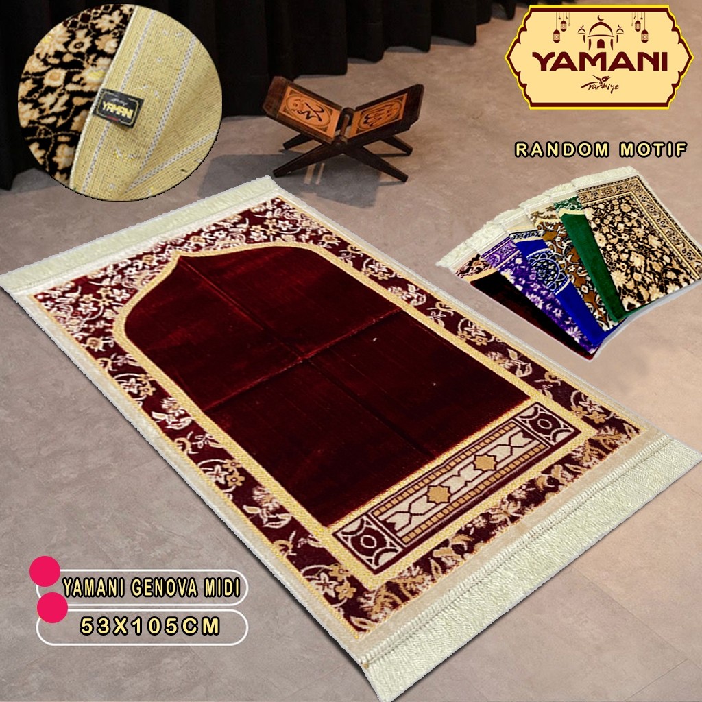 LEMBUT - ZAMZIBA - Sajadah Turki Midi Genova Putih Tebal Halus Perlengkapan Sholat Sejadah Sauvenir 