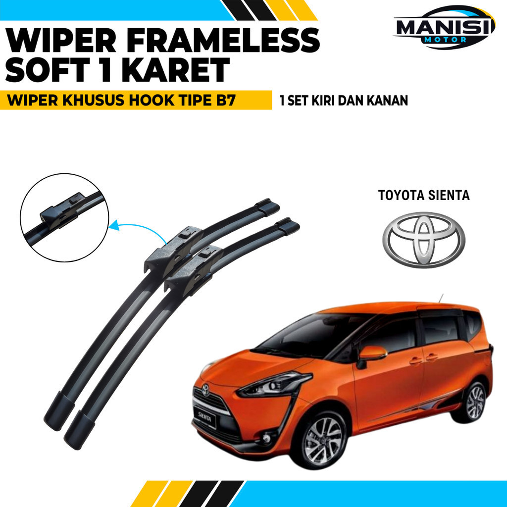 Wiper Blade Toyota Sienta Frameless Pembersih Kaca Depan Mobil 1 Set Kiri dan Kanan